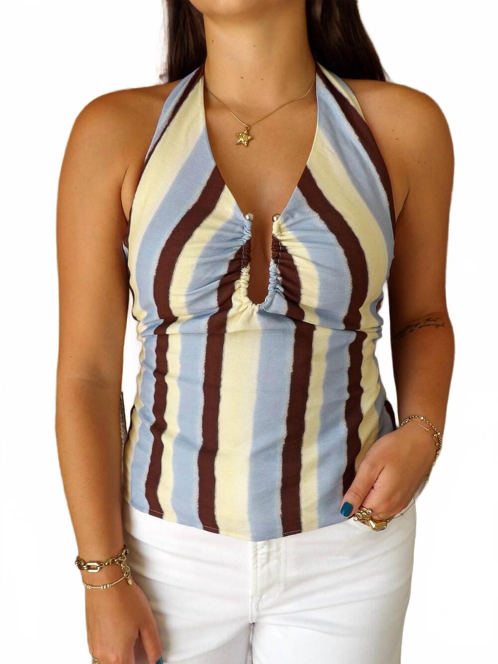 NEW BAILEY ROSE the venice halter top in blue